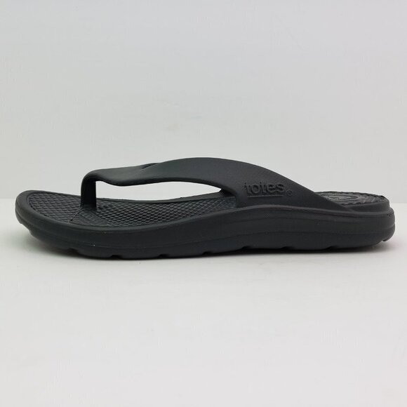 NEW Totes Sol Bounce Mens Size 13 Black Slip On Comfort Thong Flip Flop Sandals - Picture 5 of 10